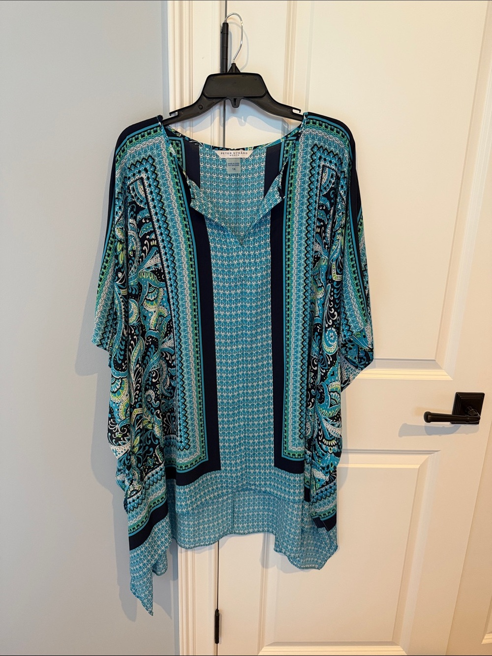 Peter Nygard Teal and Navy Paisley Panel Tunic